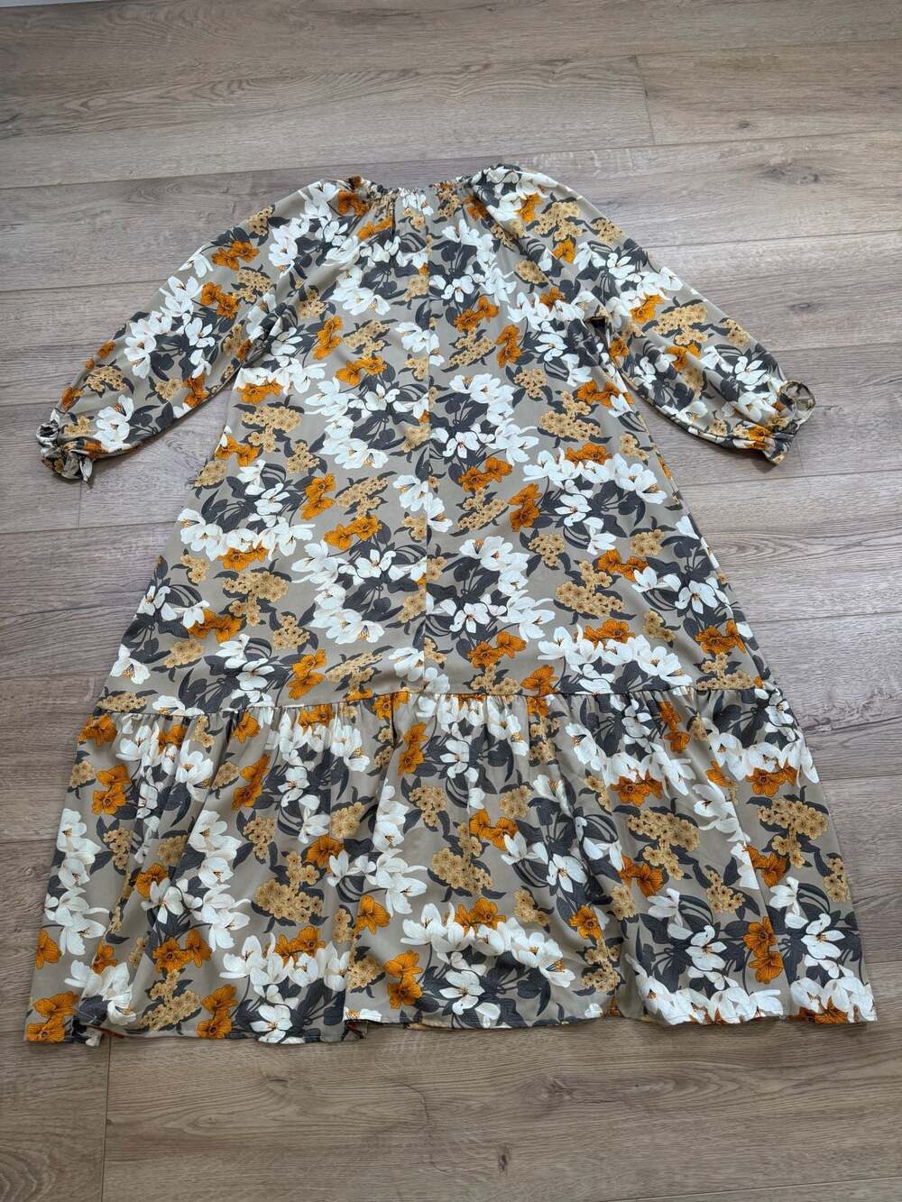 Hayden Los Angeles Floral Tiered Maxi Dress 1XL Long Sleeve Pockets Boho - Picture 11 of 12